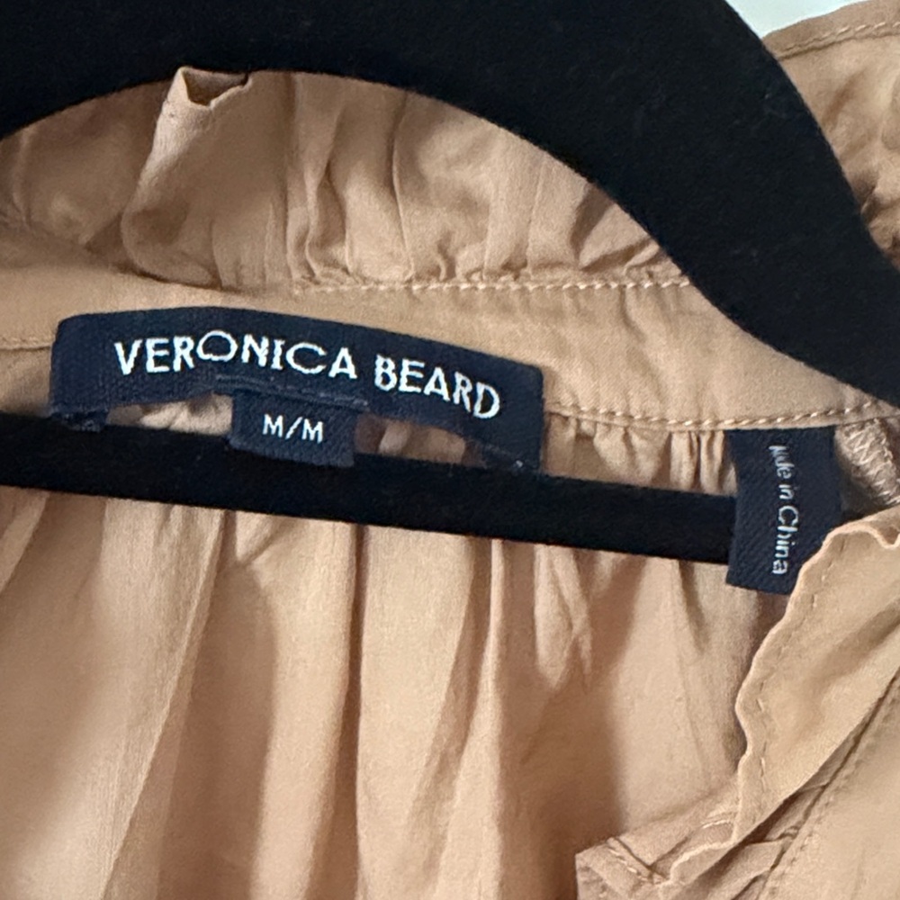 Veronica Beard Camel Blouse with Ruffle Detail - Picture 2 of 5